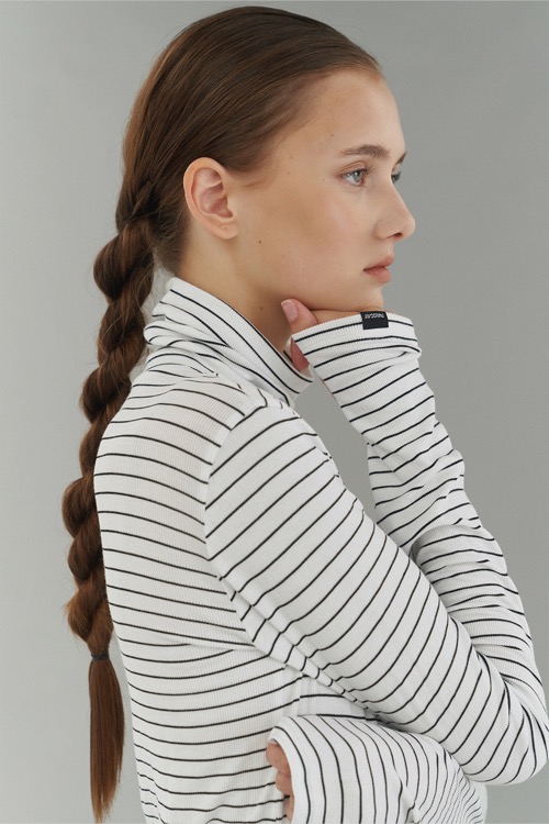 stripe roll-neck top