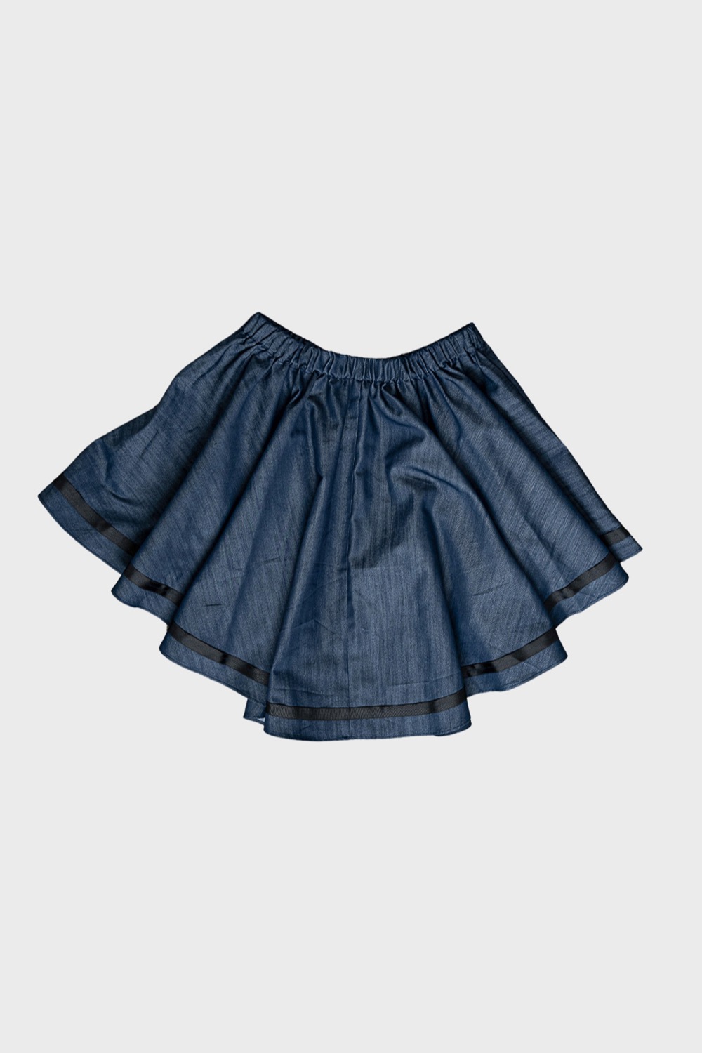 denim flared mini skirt