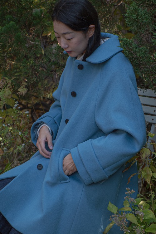 Blue flared half coat